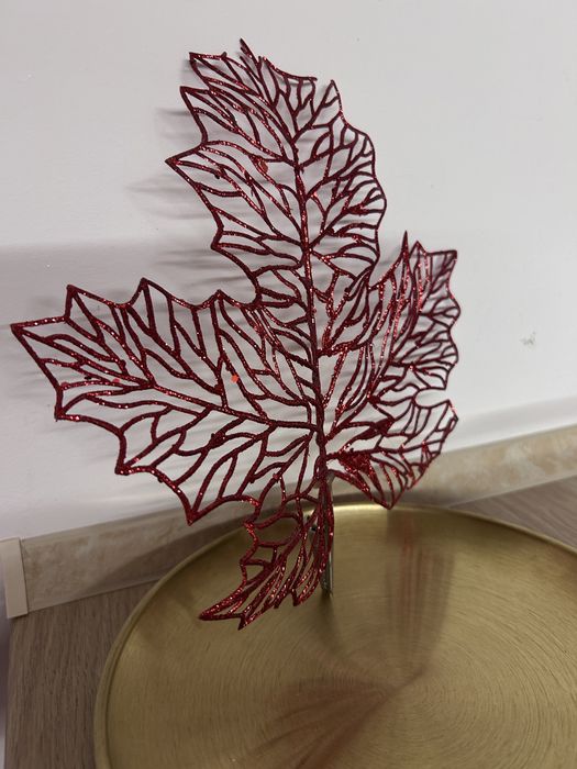 Lisc klonu brokat swieta ozdoba choinka boze narodzenie