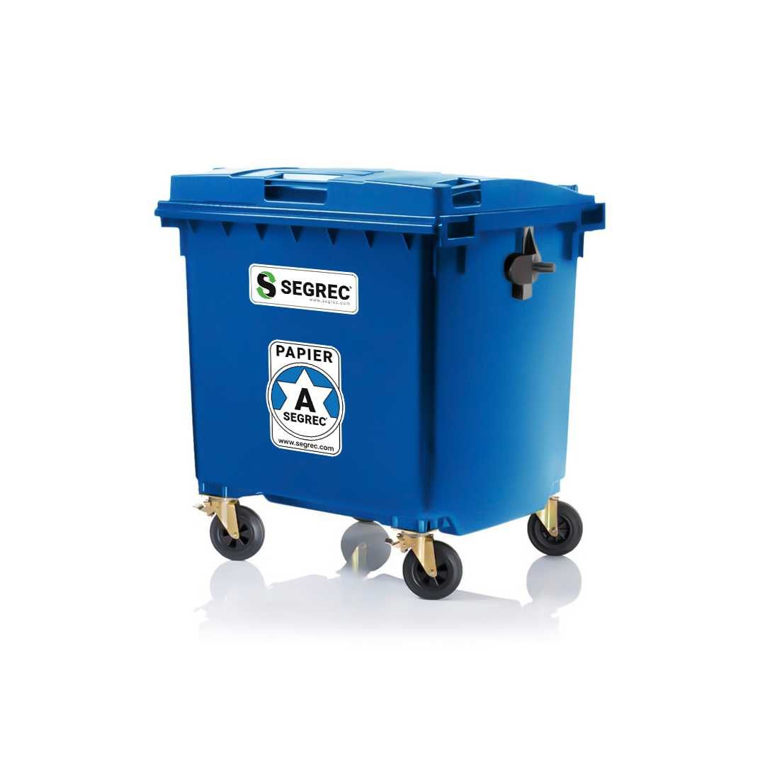 SEGREC Zestaw 4 Kosze 1100L Premium Papier Szkło Plast/Metal Zmieszane