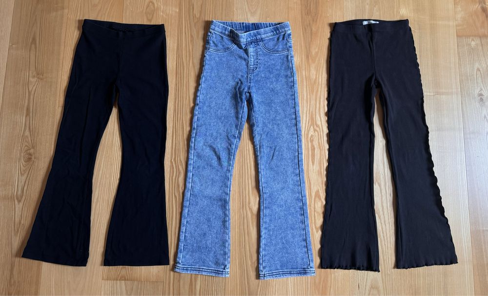 3x spodnie „dzwony” 128cm