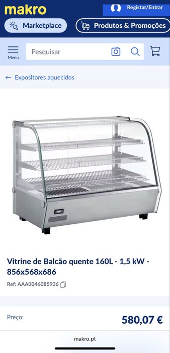 Vitrine aquecida (com ou sem vapor)