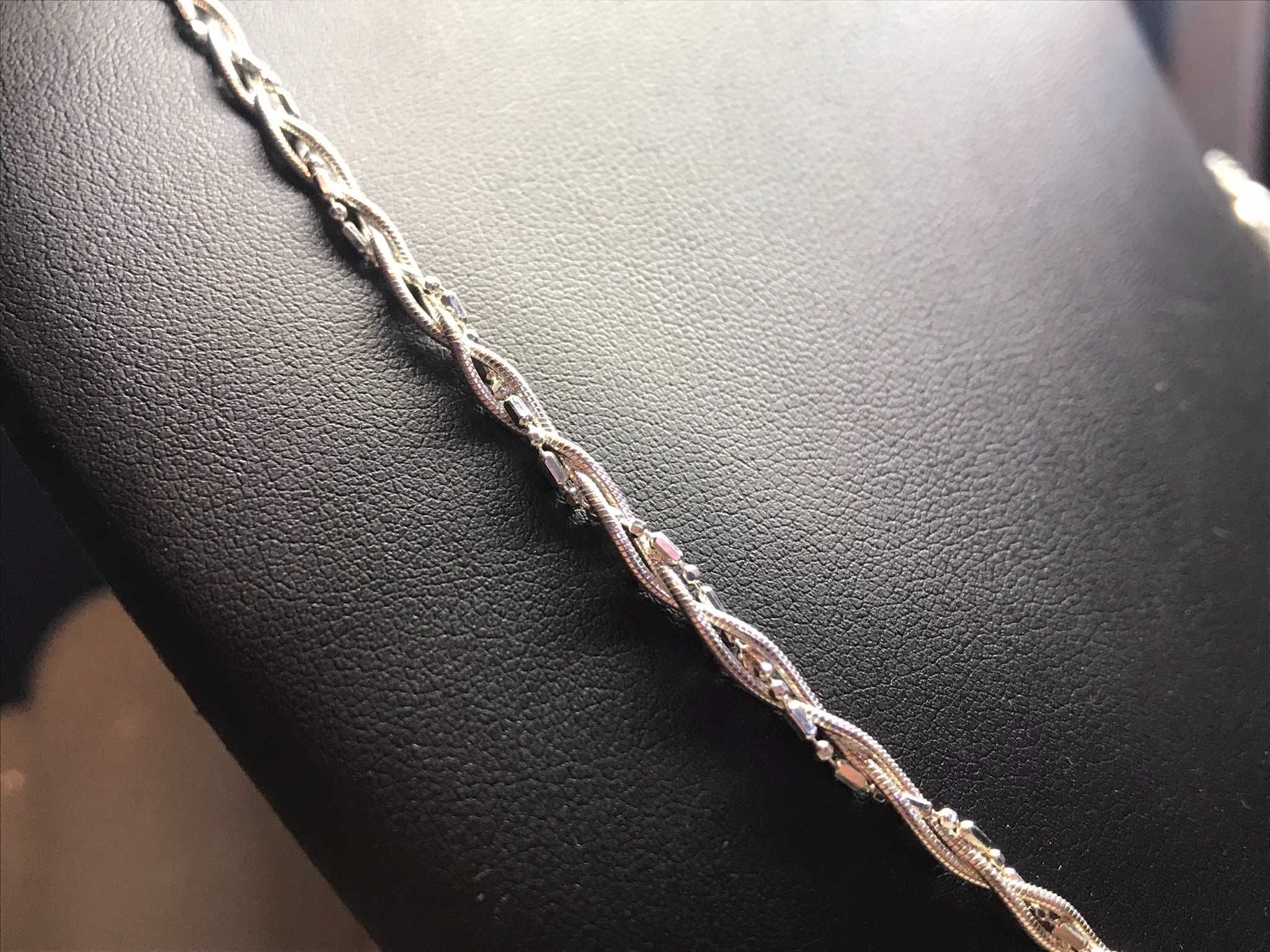 Piękny srebrny łańcuszek plecionka p.925 9,3g 50cm