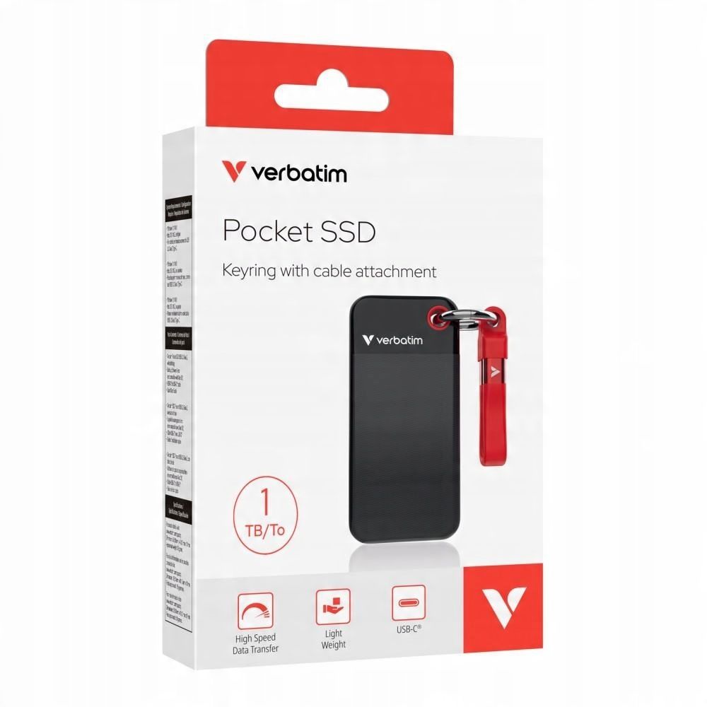 Dysk Ssd Zewnętrzny Verbatim Pocket Ssd 1Tb Usb-C 3.2 Gen 2