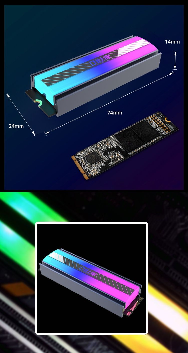 Радіатор TAUSER 2280 SSD M2 з 2 термотрубками та підсвічуванням ARGB