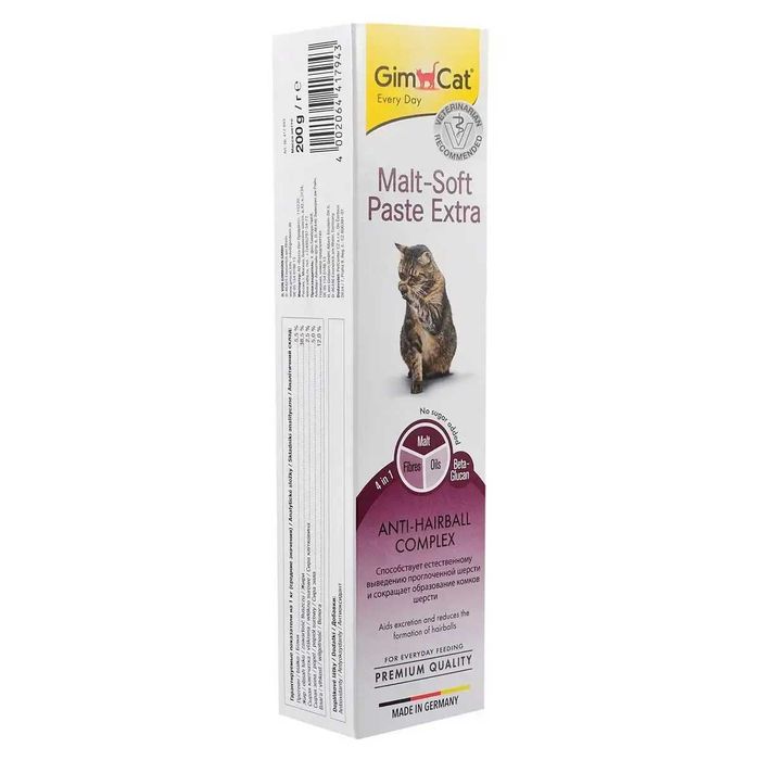 GimCat Malt-Soft Extra паста для виведення шерсті у котів 200 грам