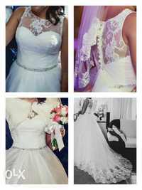 suknia ślubna, kolor ivory, rozmiar 38, tiulowa księżniczka koronka