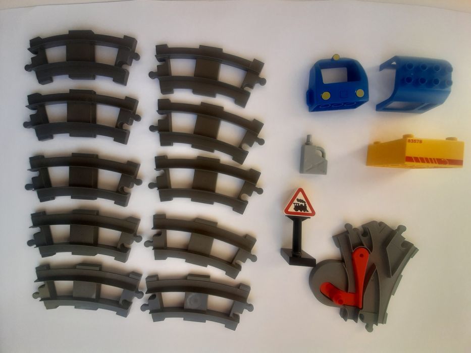 Оригінал Лего Дупло Lego Duplo рейки, стрілка, потяг, залізна дорога