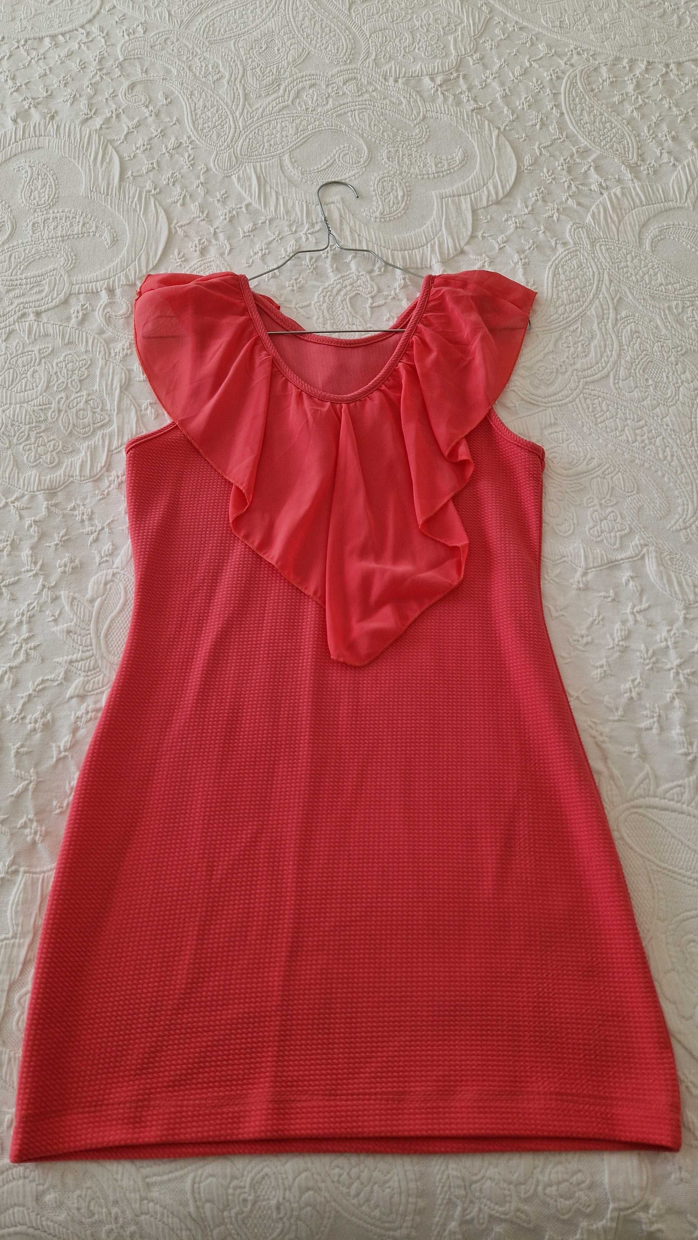 Vestido mini, tecido elástico, cor rosa, tamanho S