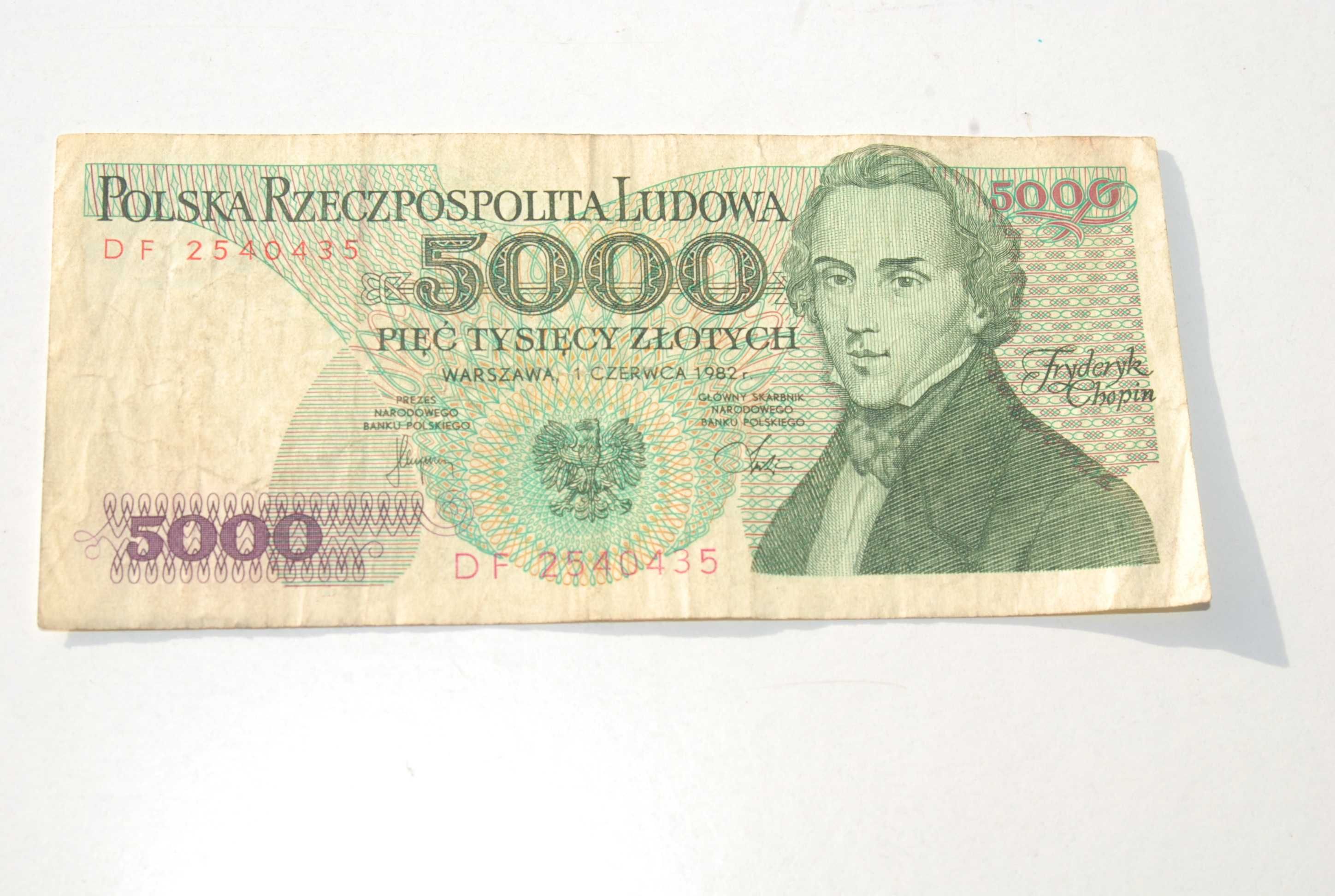 Stary banknot 5000 złotych Frederyk Chopin 1982 antyk unikat