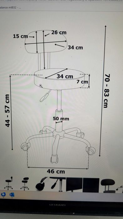 Taboret/ stołek kosmetyczny GAMMA czarny - Nowy