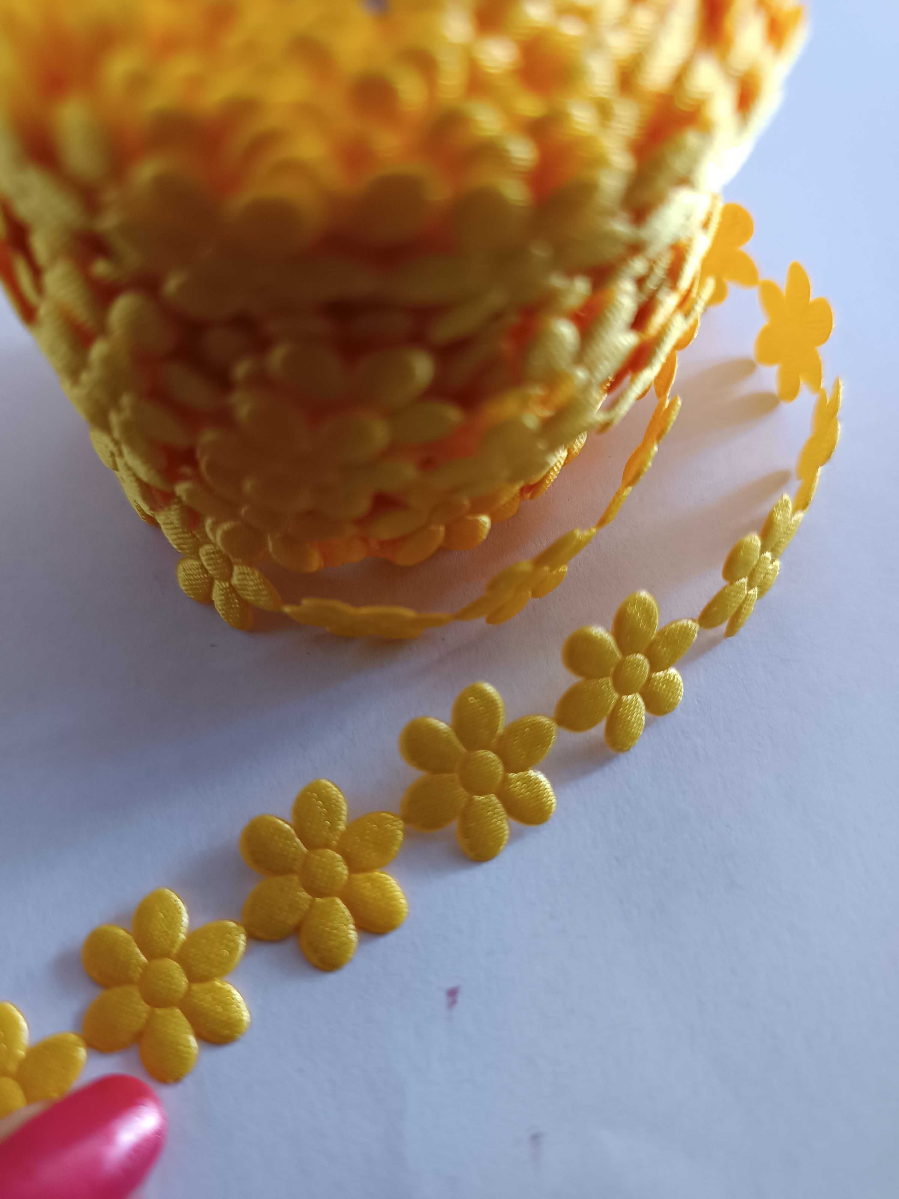 Kwiatki aplikacja taśma żółta rękodzieło hand made 100szt WYSYŁKA olx