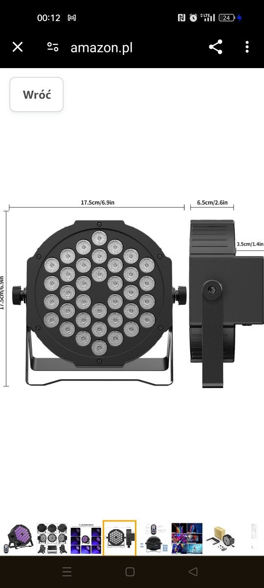 Czarne światło sceniczne na imprezę, 36 diod LED, czarne światło, refl