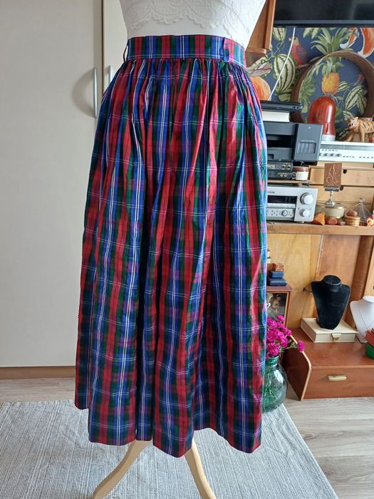 Tafta jedwabna Otto Hofer Grassau 42 XL spodnica maxi długa vint
