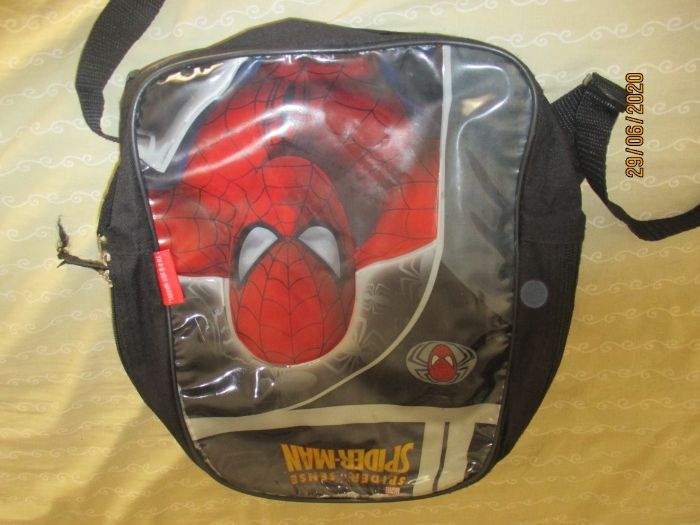Pequena mochila, saco e lancheira p/ criança do homem-aranha