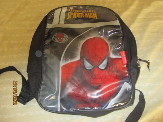 Pequena mochila, saco e lancheira p/ criança do homem-aranha