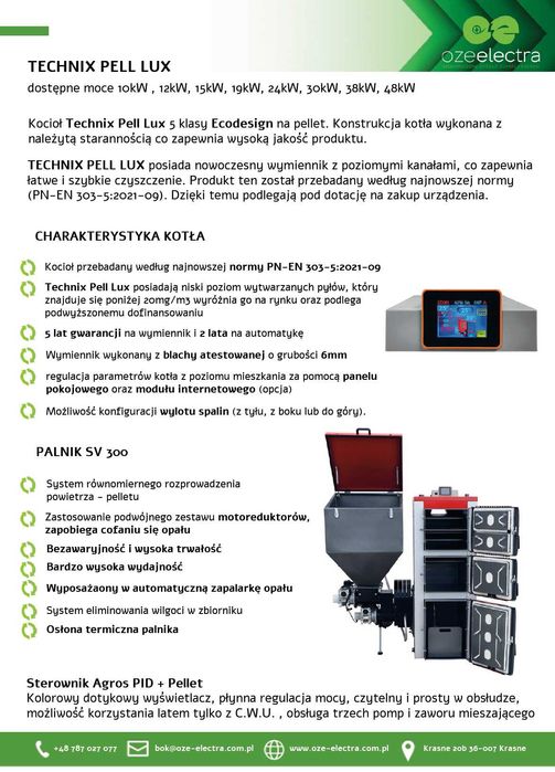 Technix Pell Lux 15 kW - cena z dostawą i montażem