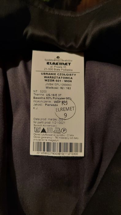 Ubranie robocze roz. 92/163