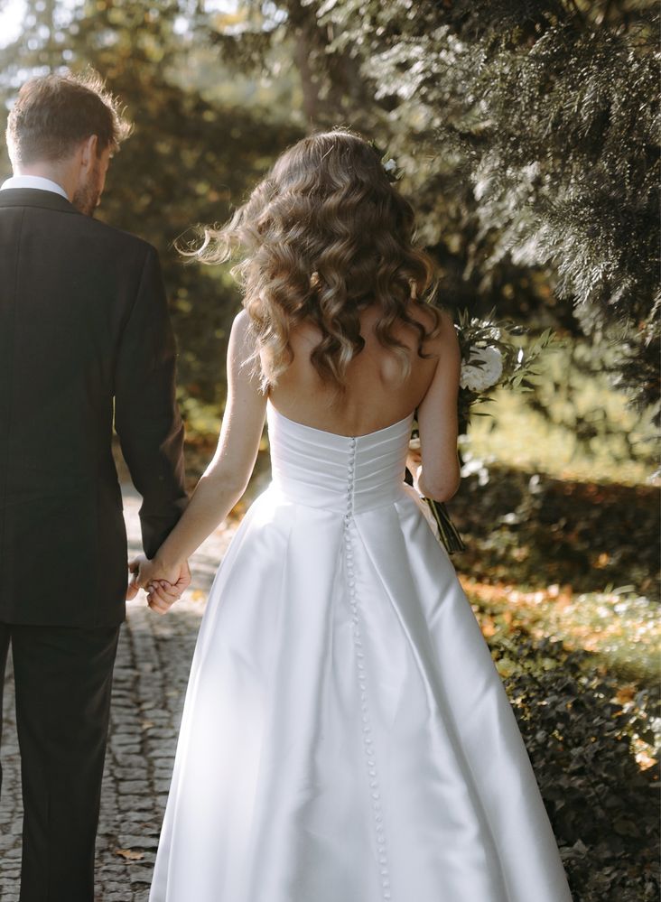 Suknia ślubna pronovias sedna mikado jedwab gorset gładka