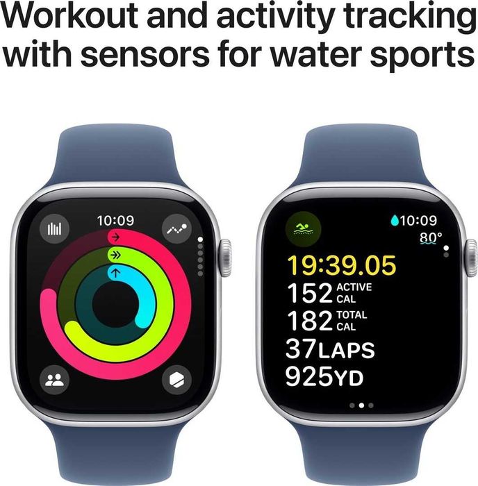 Apple Watch Series 10 GPS 46mm Silver Alu. Case Denim Sport Band - M/L