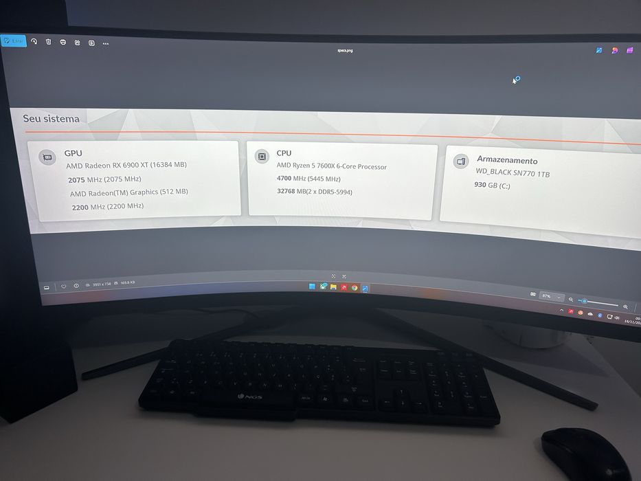 Pc gaming completamente novo.