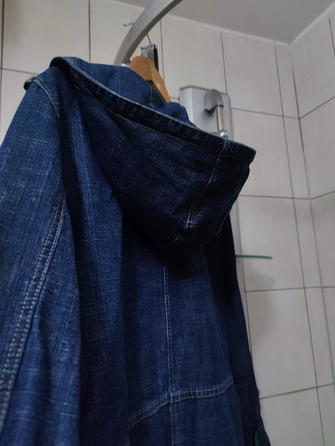 Kurtka płaszcz płaszczyk jeansowy niebieski dżins dżinsowa XL płaszczy