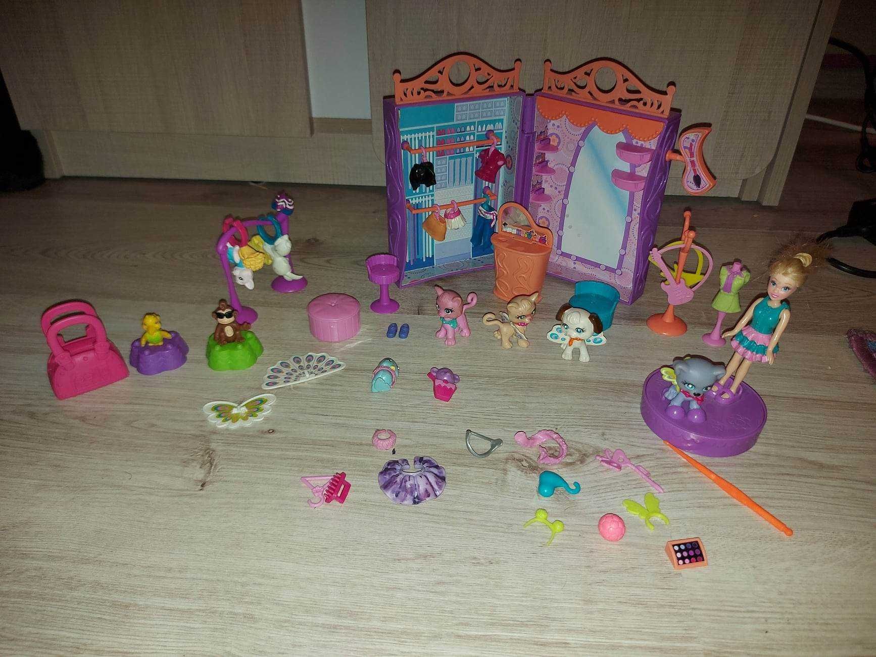 Polly Pocket garderoba plus pieski - około 50 elementów