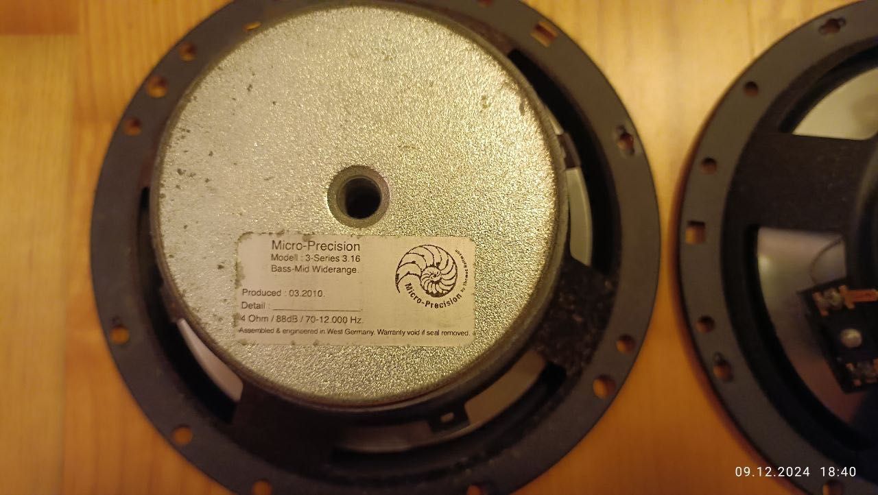 Sprzedam głośniki samochodowe 6.5 (16.5) Micro Precision 3.16 Midbass