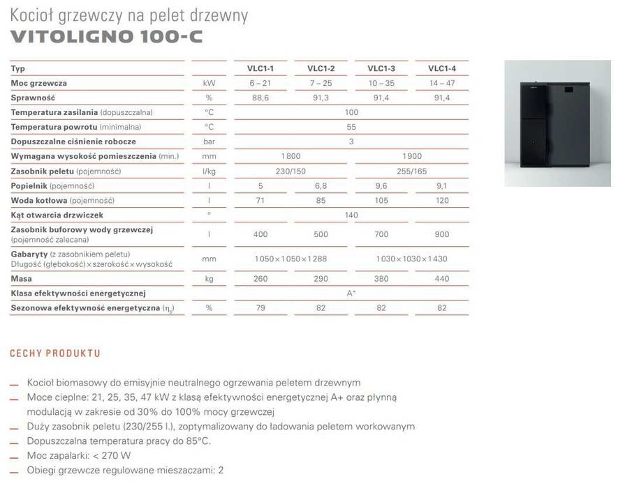 Kocioł VIESSMANN Vitoligno 100-C VLC1-1  20 kW na pellet