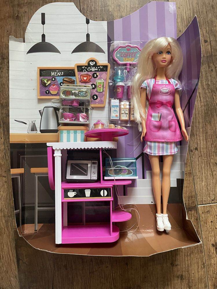Lalka barbie z pepco zestaw coffee shop NOWA