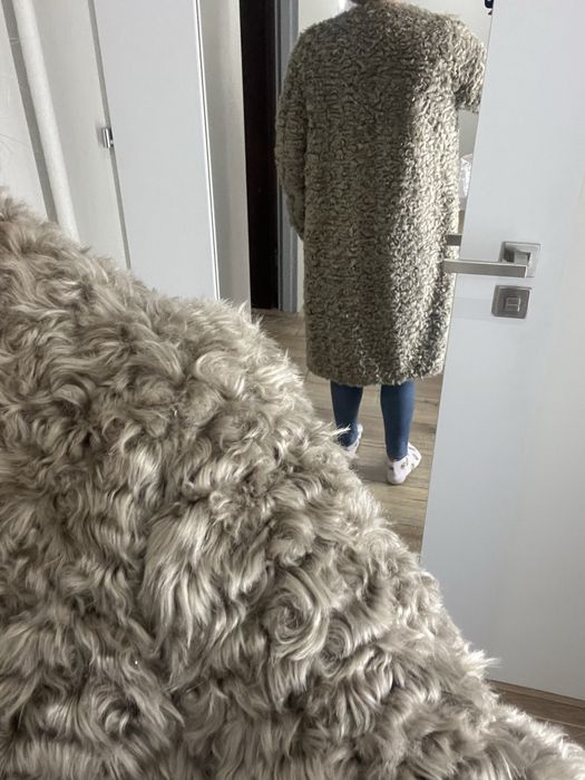 Sztuczne futro brazowe bezowe H&M 40