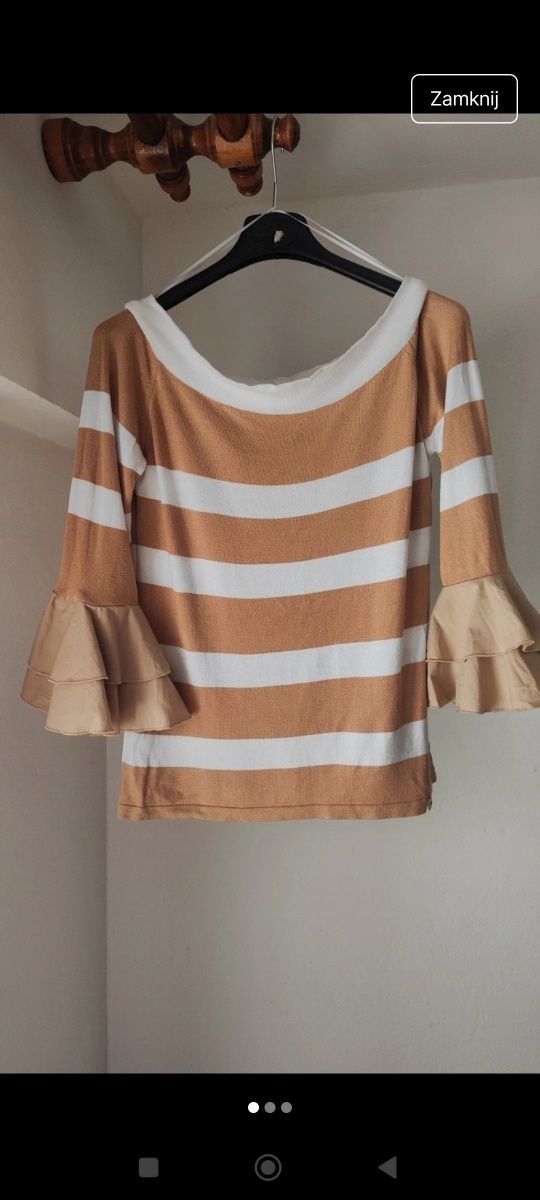 Beżowy sweter w paski cocomore varlesca chicaca butik
