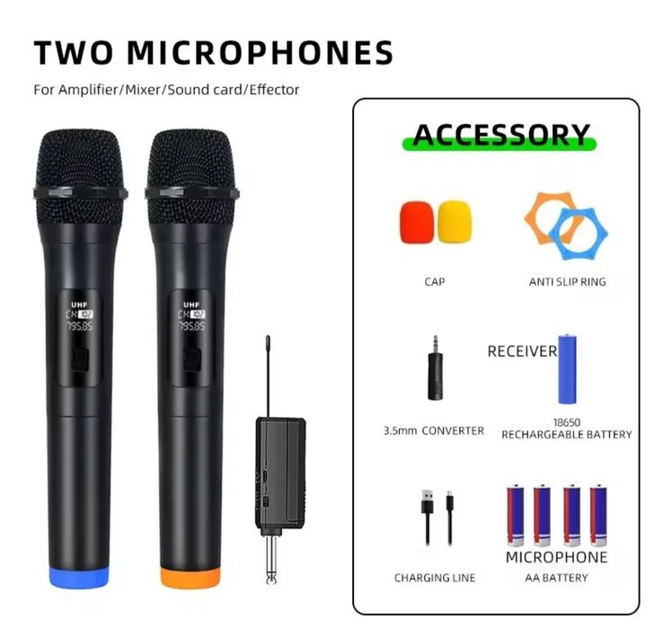 Комплект бездротових мікрофонів UHF 2.4G — новий повний набір