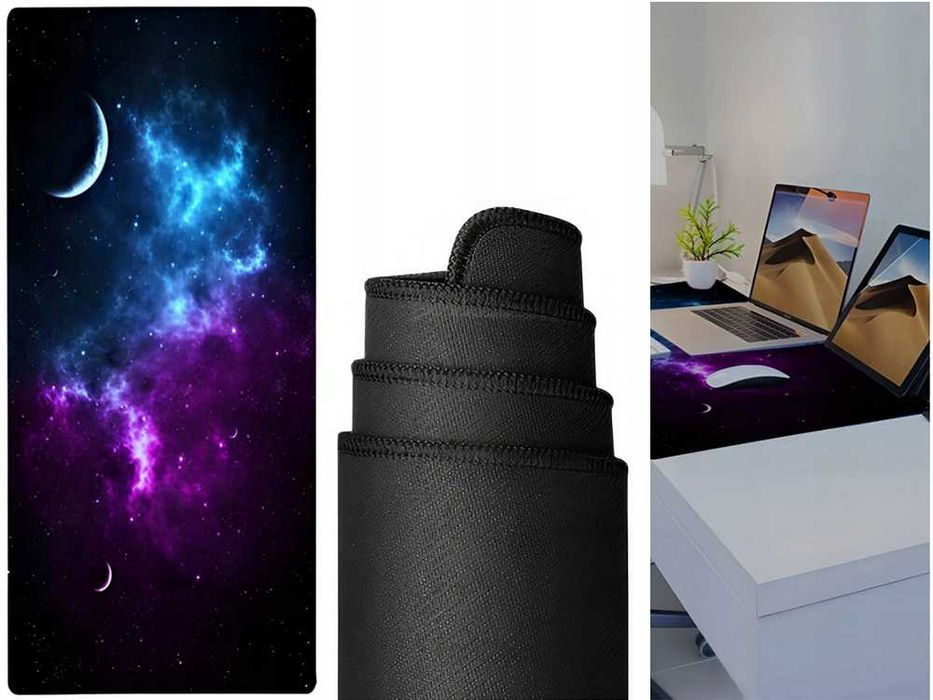 Duża PODKŁADKA pod Mysz Gamingowa na Biurko KOSMOS GWIAZDY 90x40 XXXL