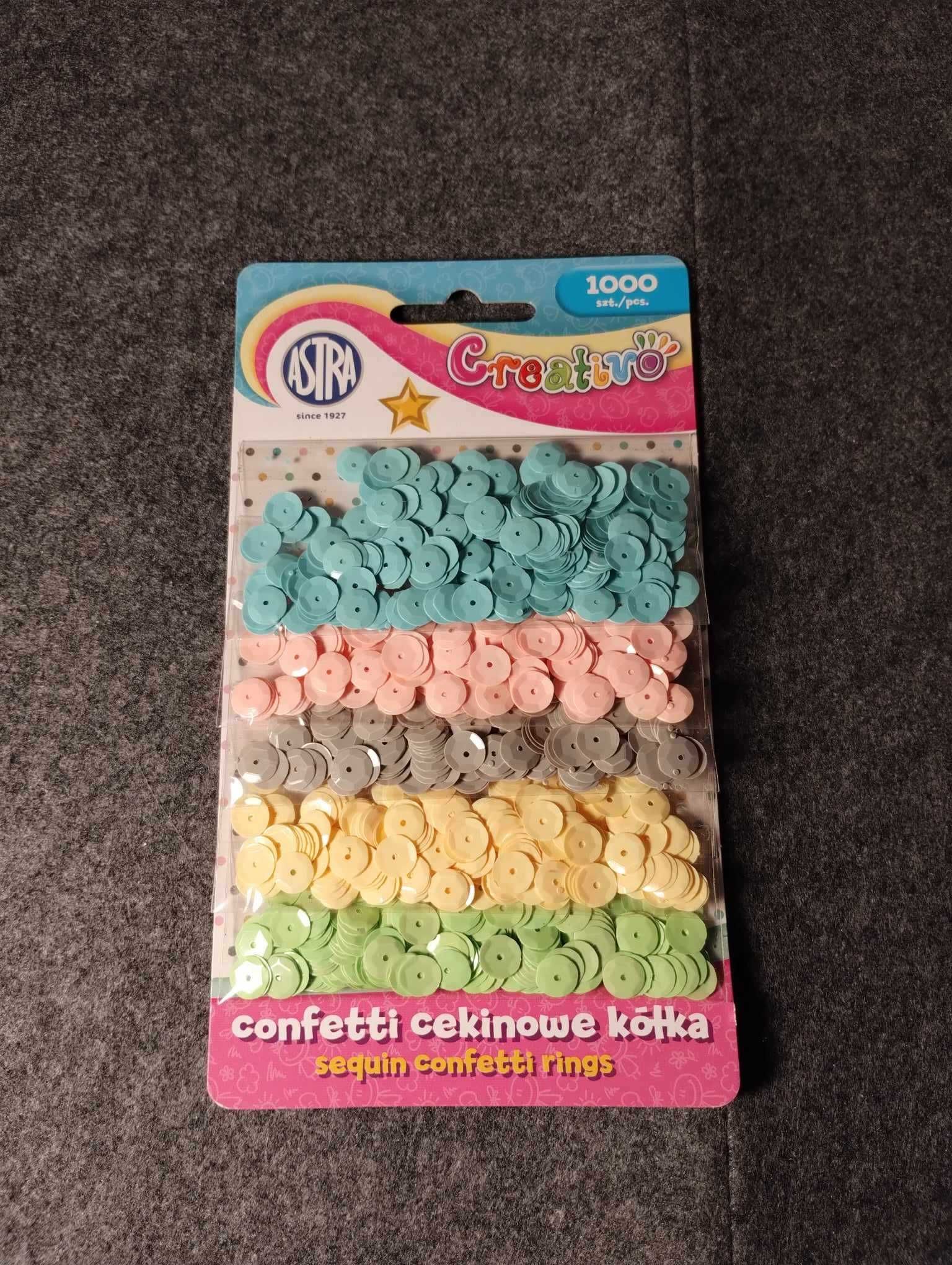 Confetti cekinowe kółka mix 5 kolorów pastelowych 1000 sztuk
