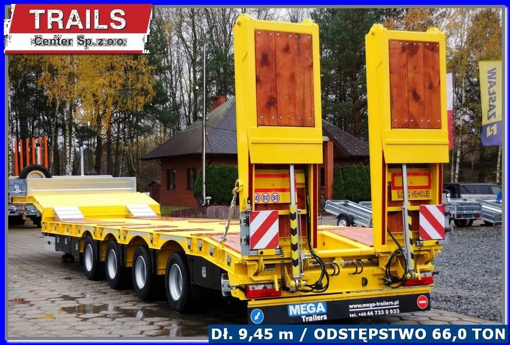 Niskopodwoziowa 56,0 Ton ład. pokład 9,50 m, TUNEL pod koparki !!!  Gotowa do pracy !!! Naczepa z rejestracją DMC 66,0 T, najazdy hydr. !!