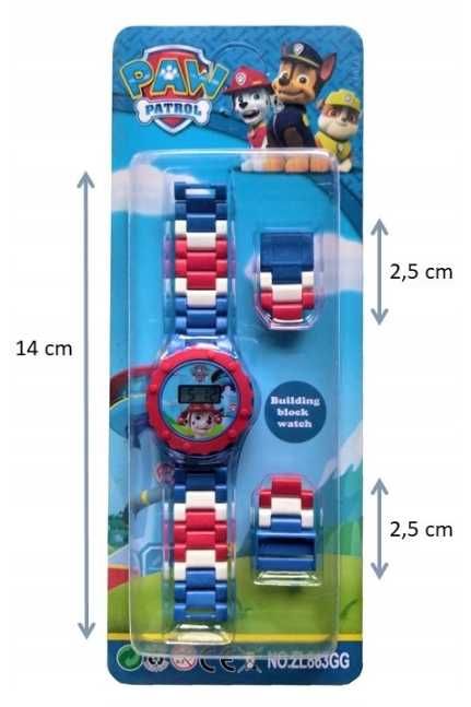 PSI PATROL Zegarek Elektroniczny Dla Dzieci Figurka Gra Świeci Klocki