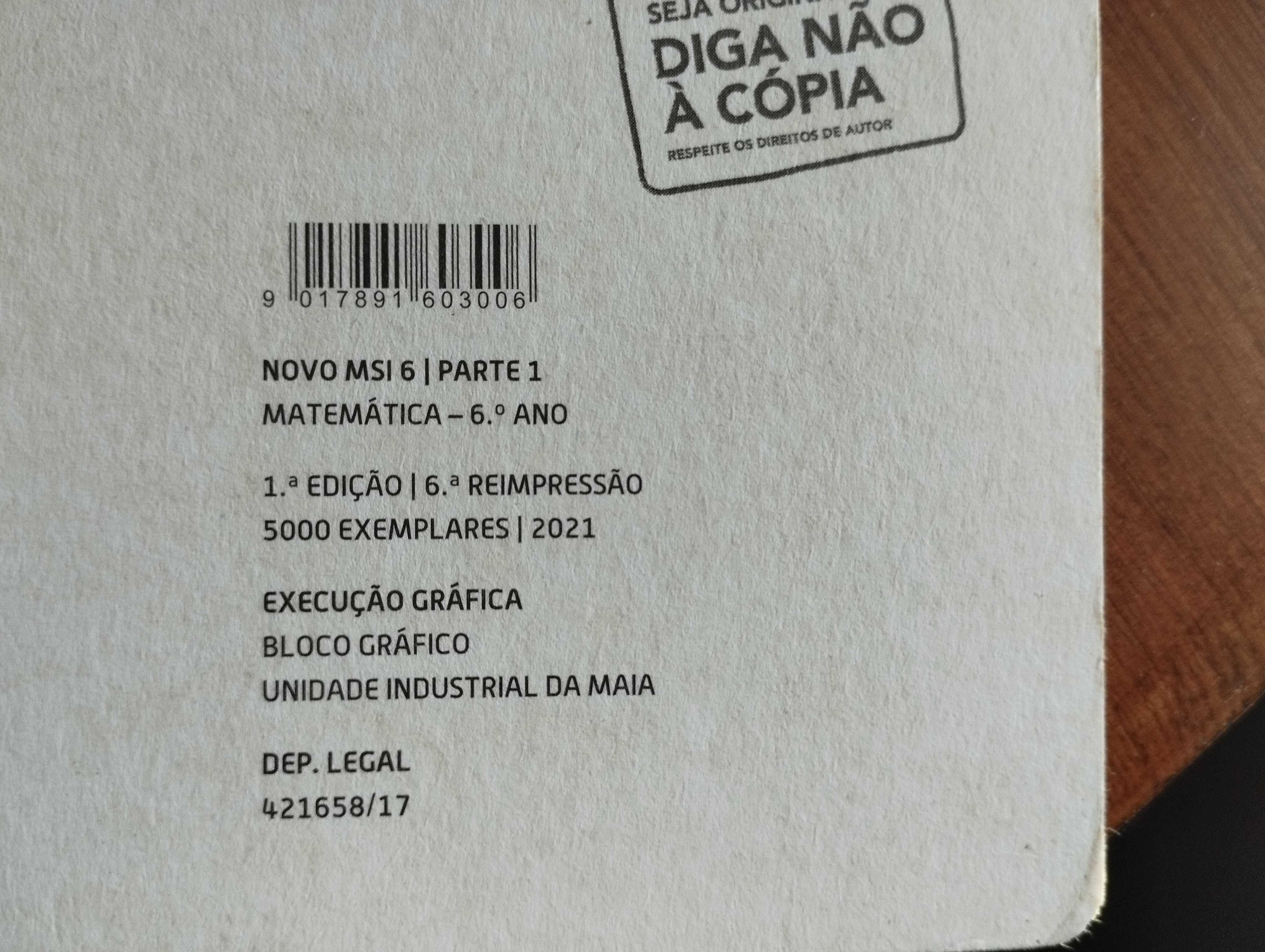 Livro Manual Escolar MSI 6 Matemática