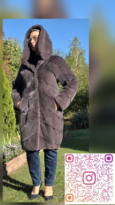 Брендова Італія норкова шуба норка  оверсайз плюшева 100 см