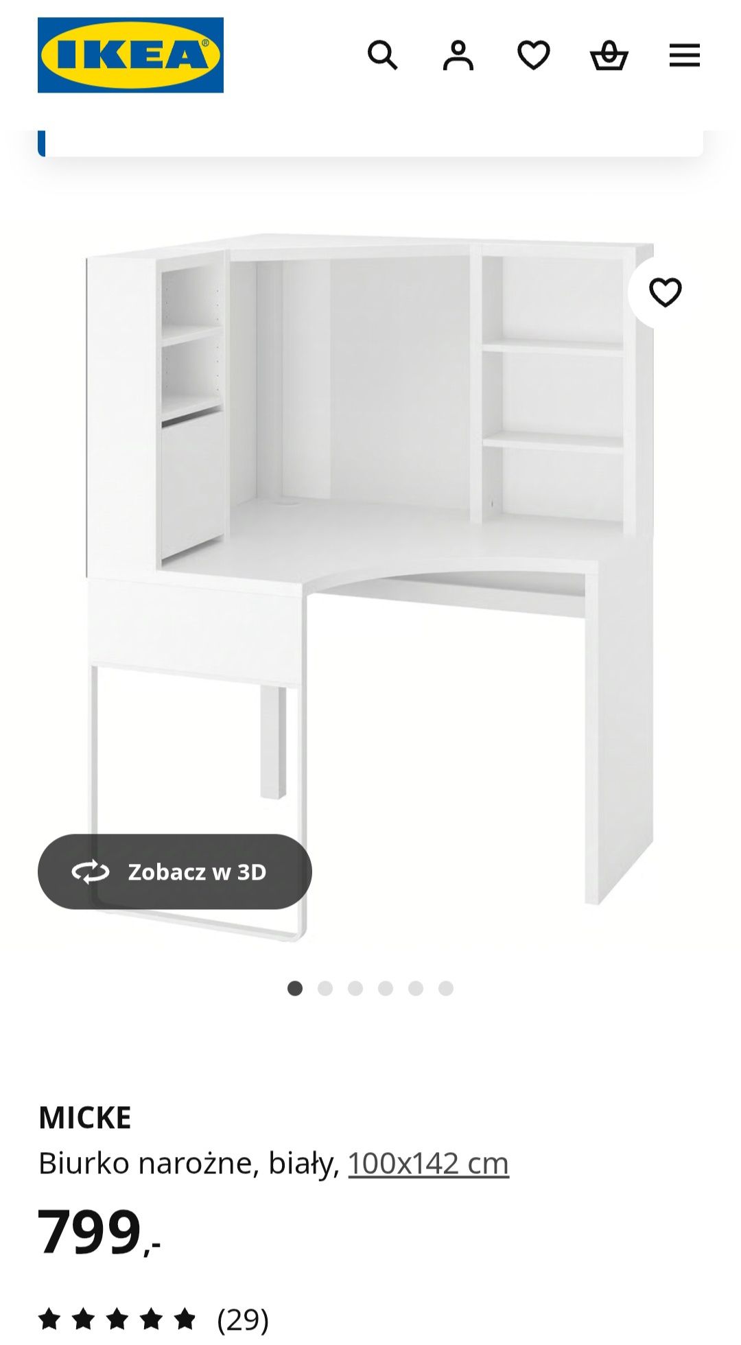 Białe, narażone biurko Micke