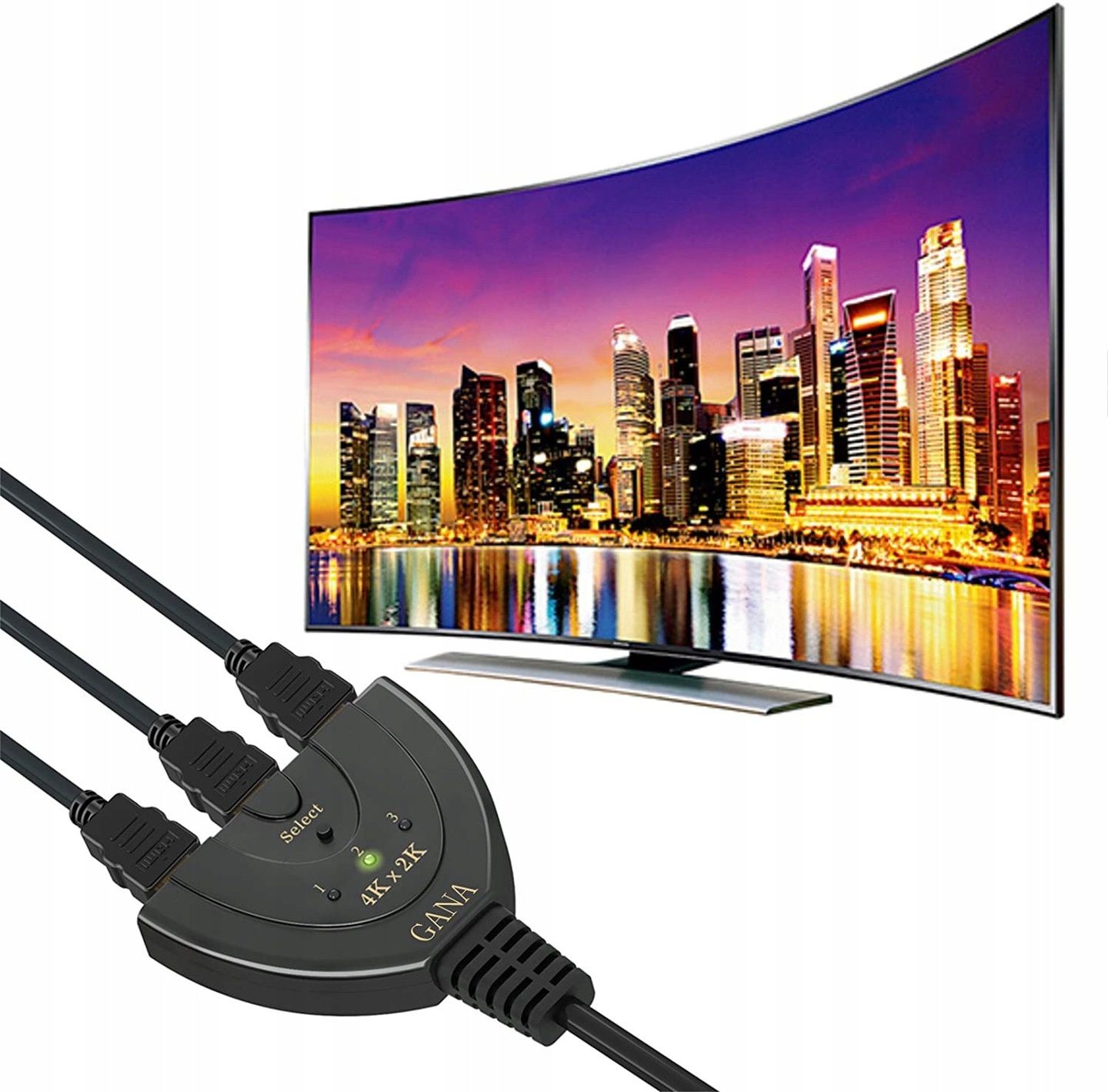 Rozdzielacz HDMI 3 Portowy Switch GANA 3 IN1