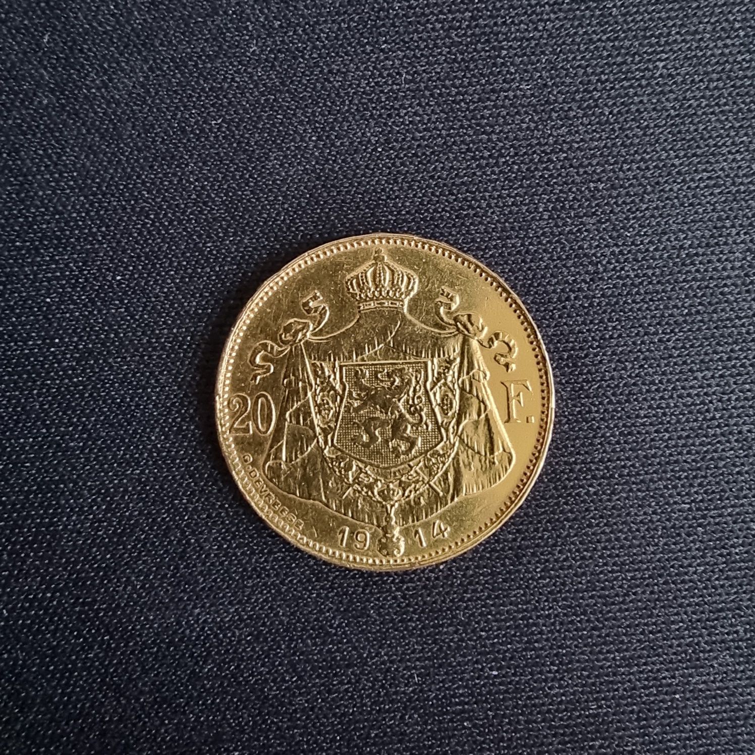 Złoty 20 franków 1914r. DER i DES. Nakład tylko 125.000.