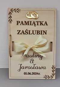 Karta na pieniądze Ślub Wesele prezent wstążka dowolny grawer Zaślubin