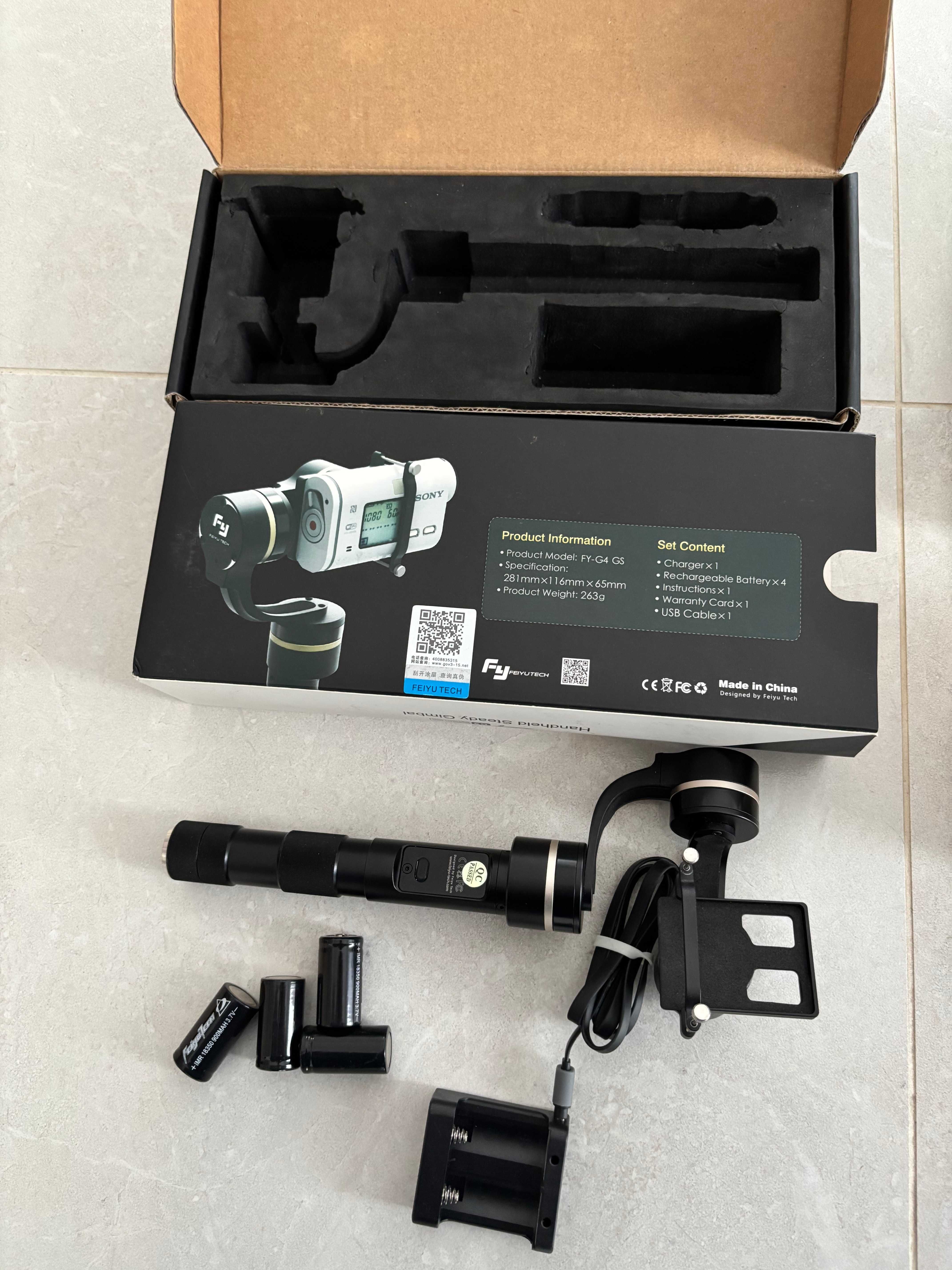 Kamera Sportowa SONY HDR-AS200VR + Gimbal FY-G4 GS + Etui AKA-LU1