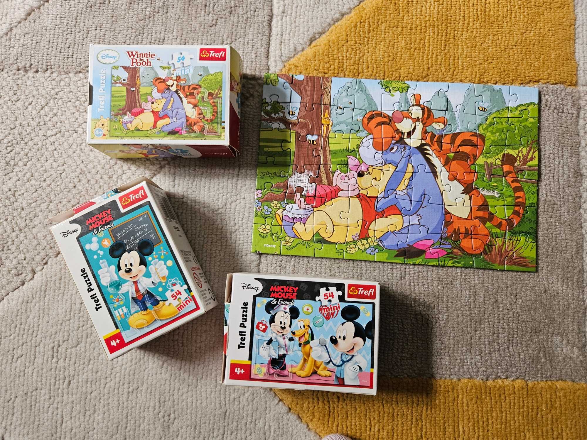 4x puzzle mickey mouse myszka miki Kubuś Puchatek Super Zings