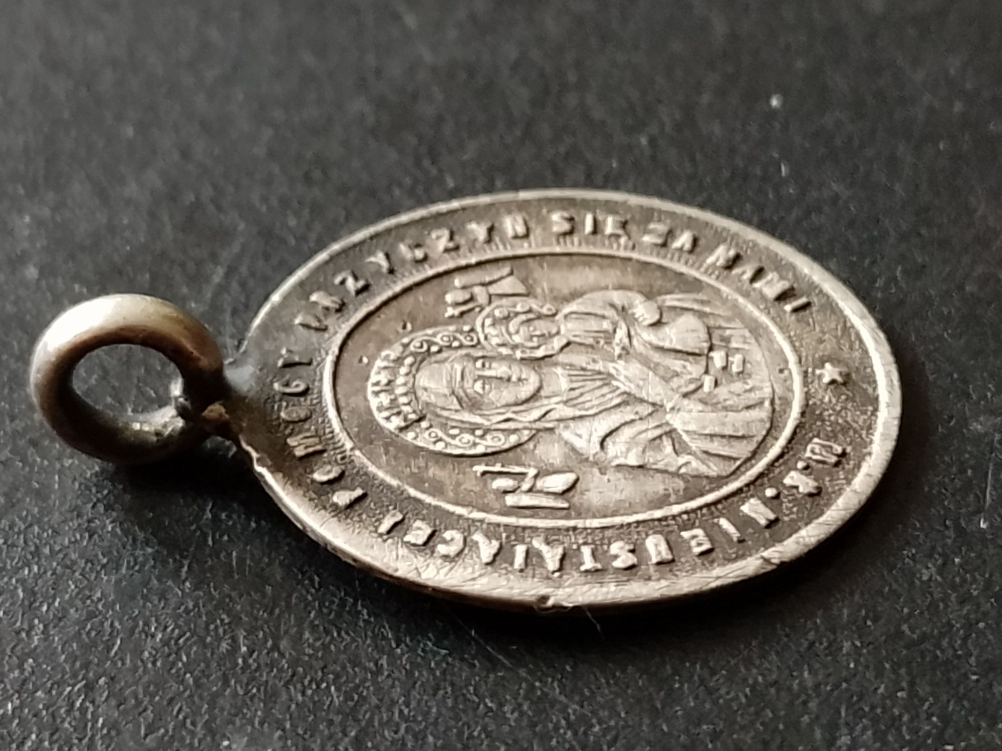 Medalik dewocyjny Czestochowska / ś. Alfons srebro pr. 84 Carska Rosja