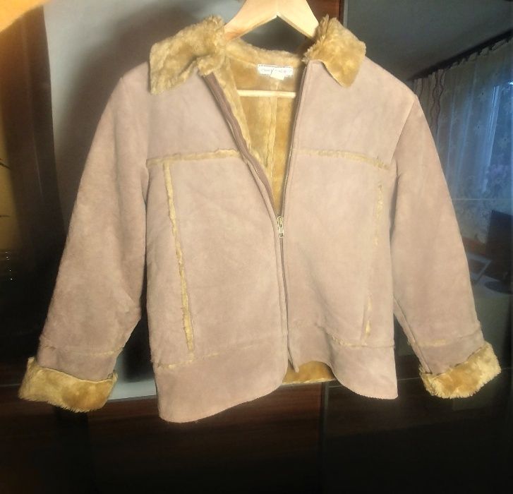 Kurtka, futerko, kożuszek, 10 lat, kolor camel, 138 cm