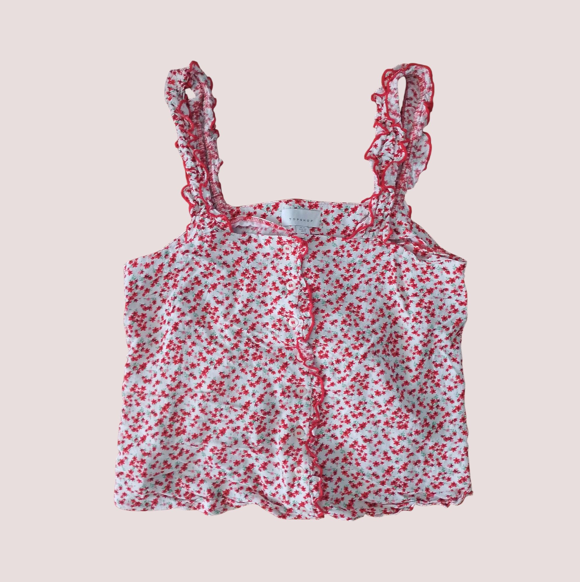 bluzka na ramiączkach top croptop w kwiatki letni guziczki rozmiar L