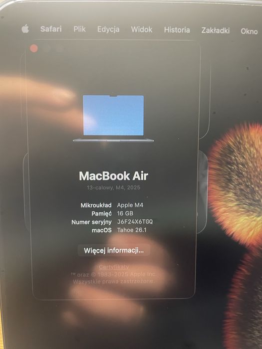 MacBook Air M4 16/256GB Midnight - stan idealny - 2wu dniowy