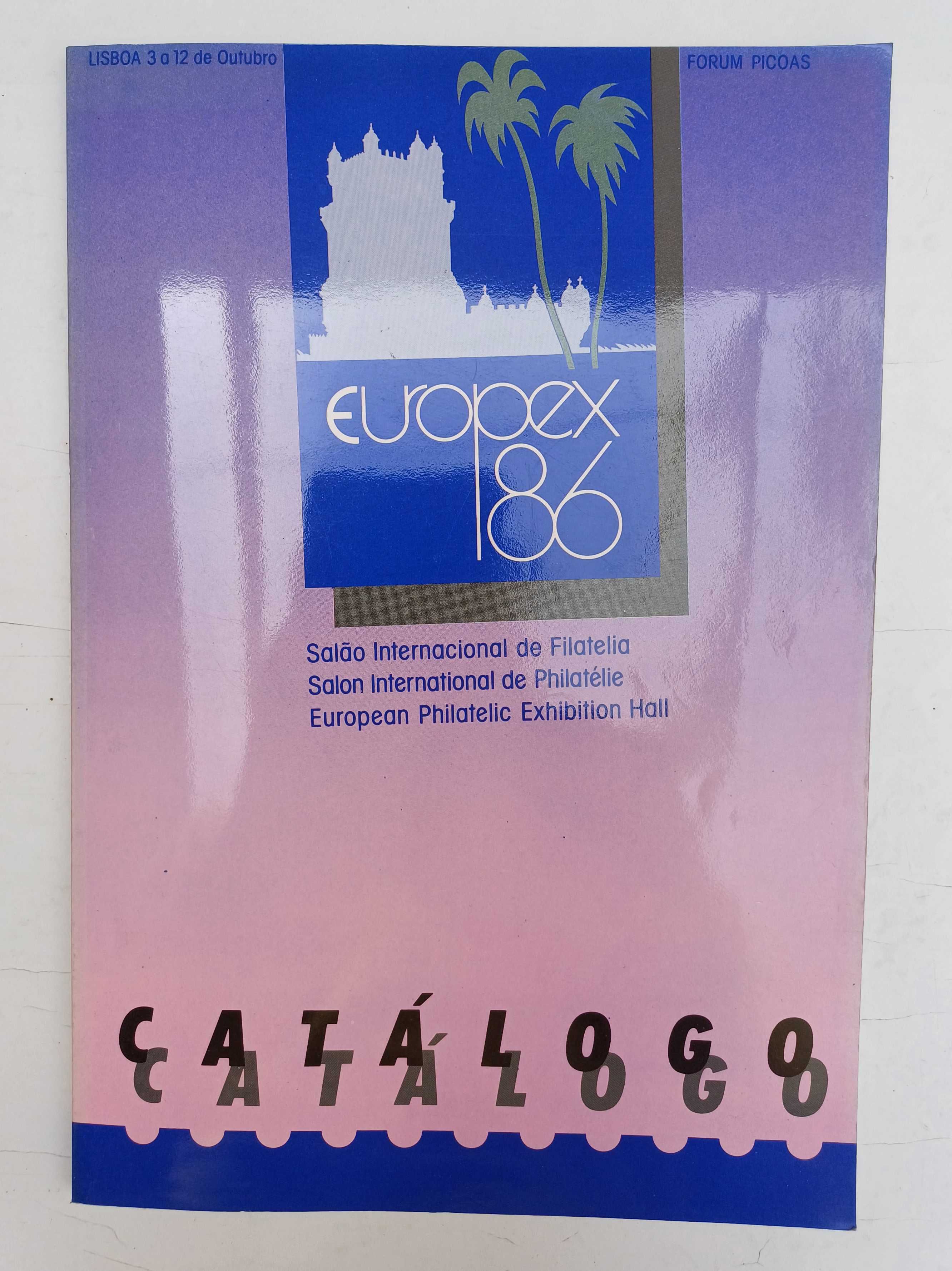 Catálogo e autocolante da Exposição filatélica Europex 86