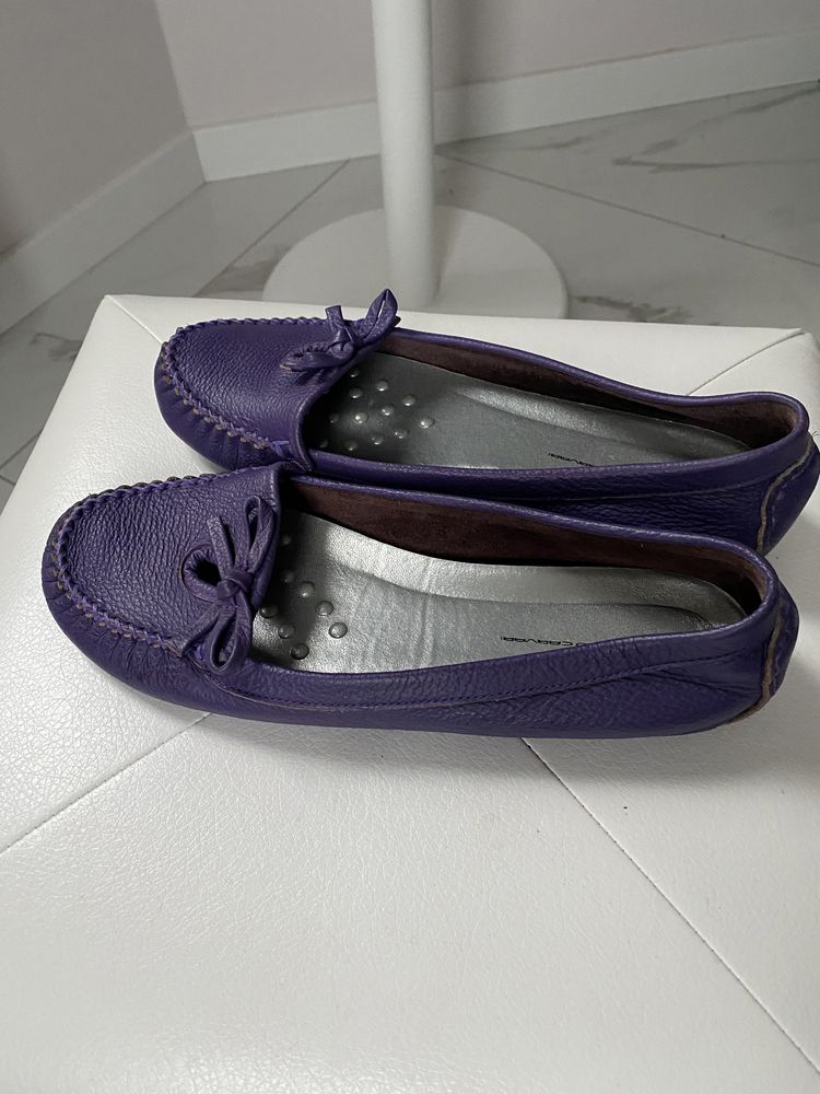 Туфлі мокасіни лофери шкіра фіолетові
