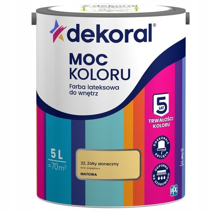 Dekoral Farba Moc Koloru 5l 22 Żółty Słoneczny